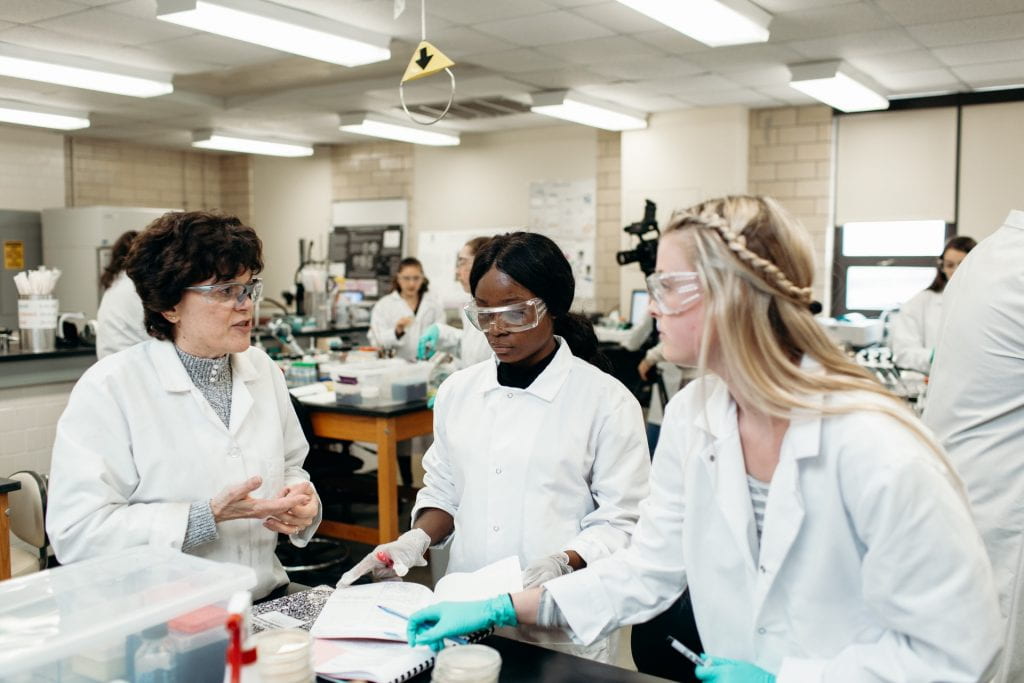 Dr. Cornely teaching laboratory students