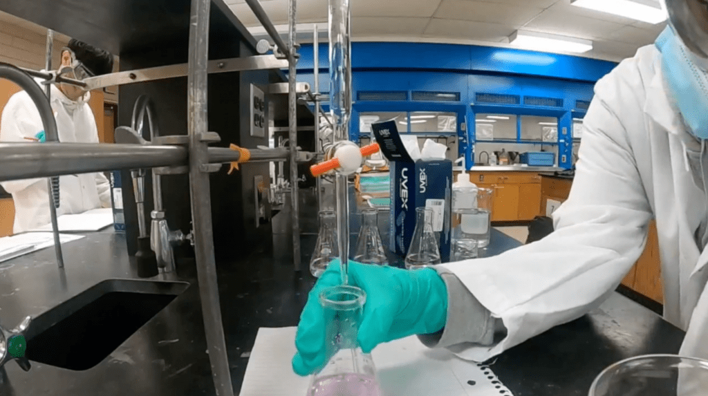 GoPro camera in lab during titration experiment