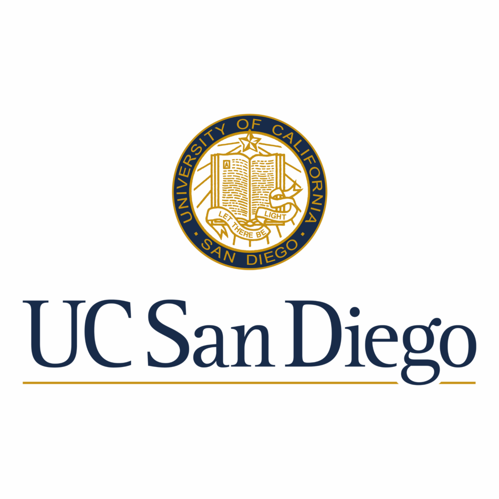 UC San Diego log with gold school seal.