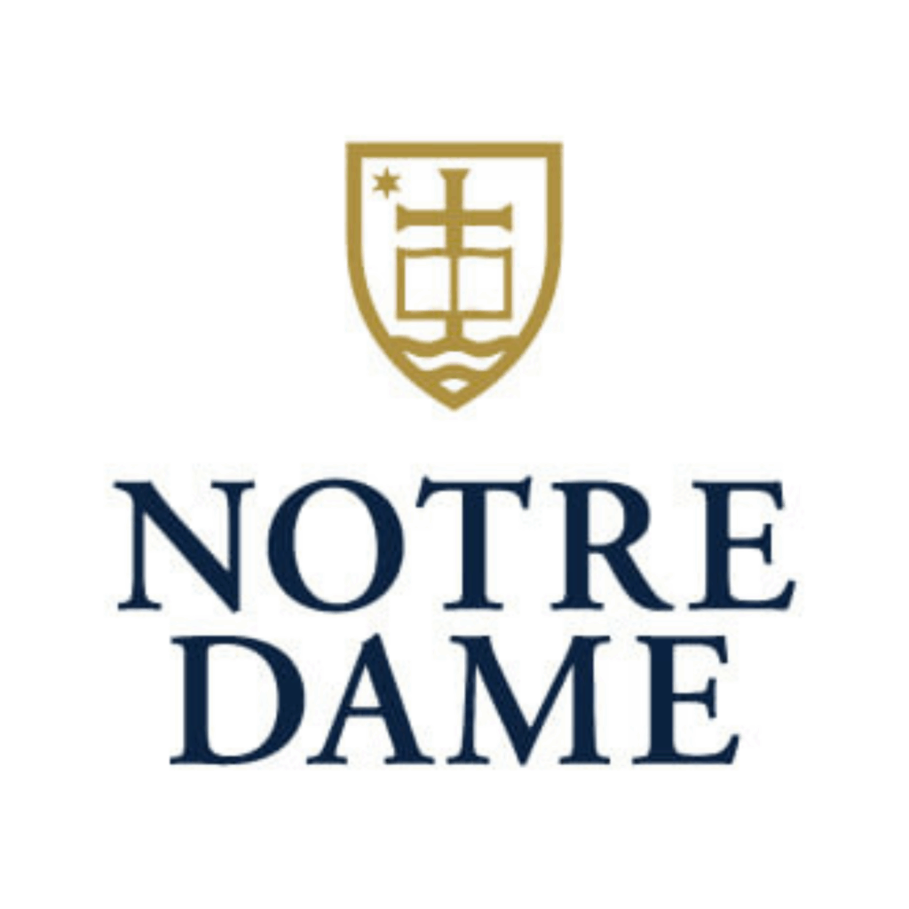 Notre Dame logo with gold seal.