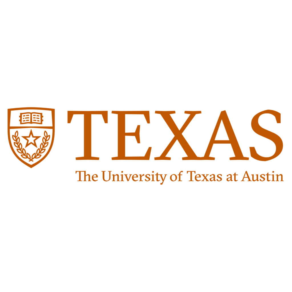 University of Texas as Austin logo with orange lettering.