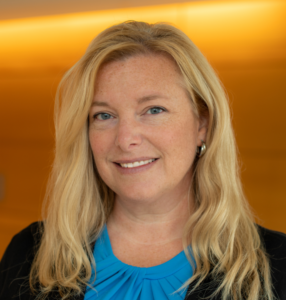 Woman with long blond hair.