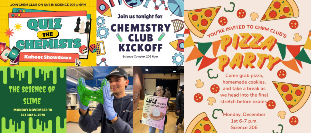 Collage of student event flyers.